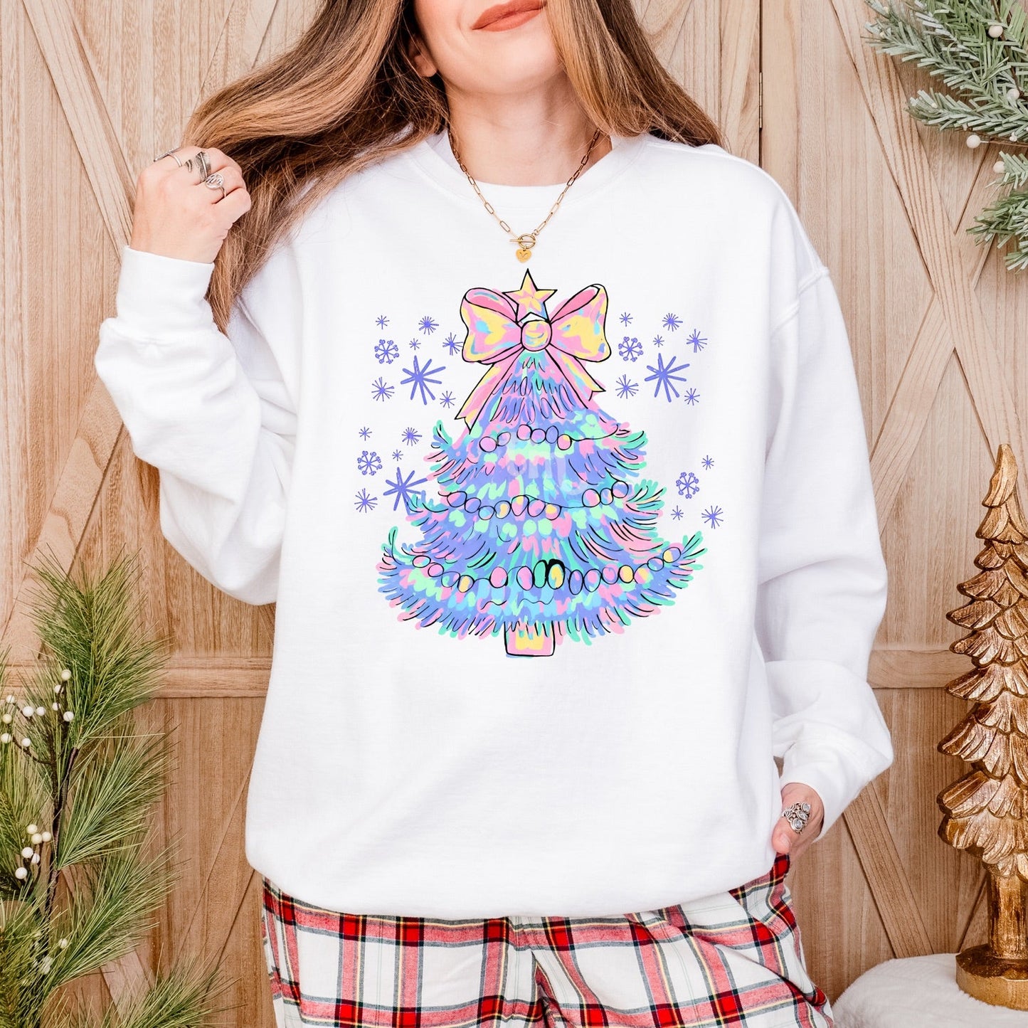 Glitter Colorful Christmas Tree Graphic Tee