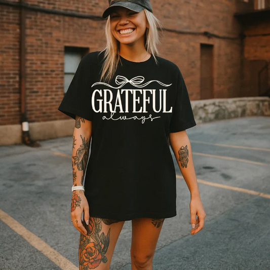 Grateful Always LIGHT-YELLOW INK Screen Print