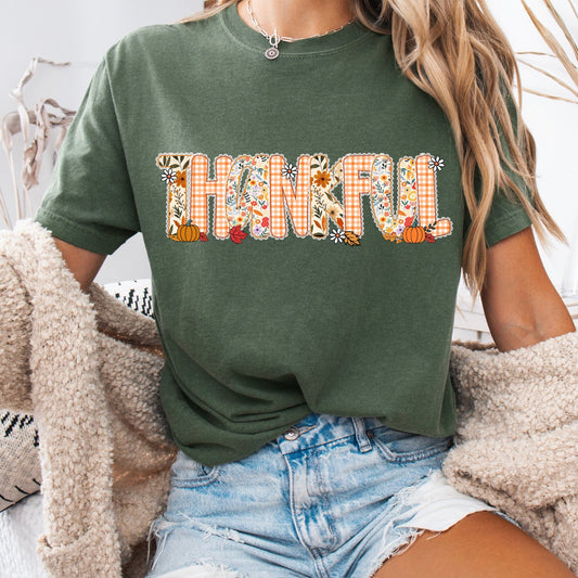 Checkered Thankful Graphic Tee