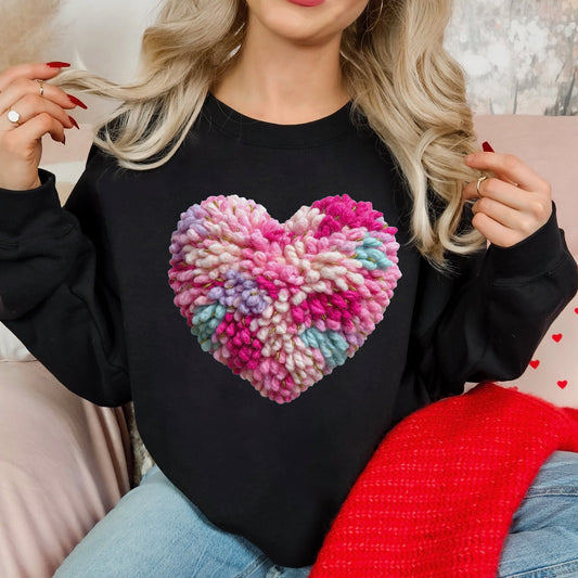 Heart Faux Yarn Clear Film Screen Print