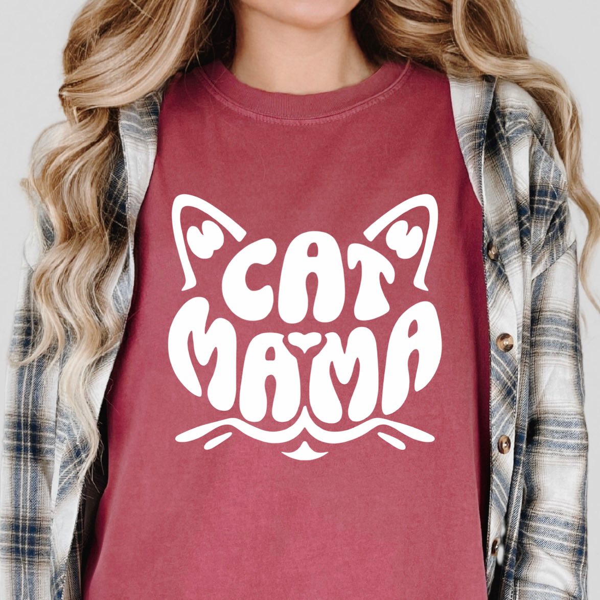 Cat Mama WHITE INK Screen Print