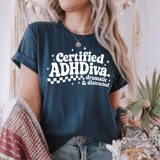 Certified ADHDiva WHITE INK Screen Print