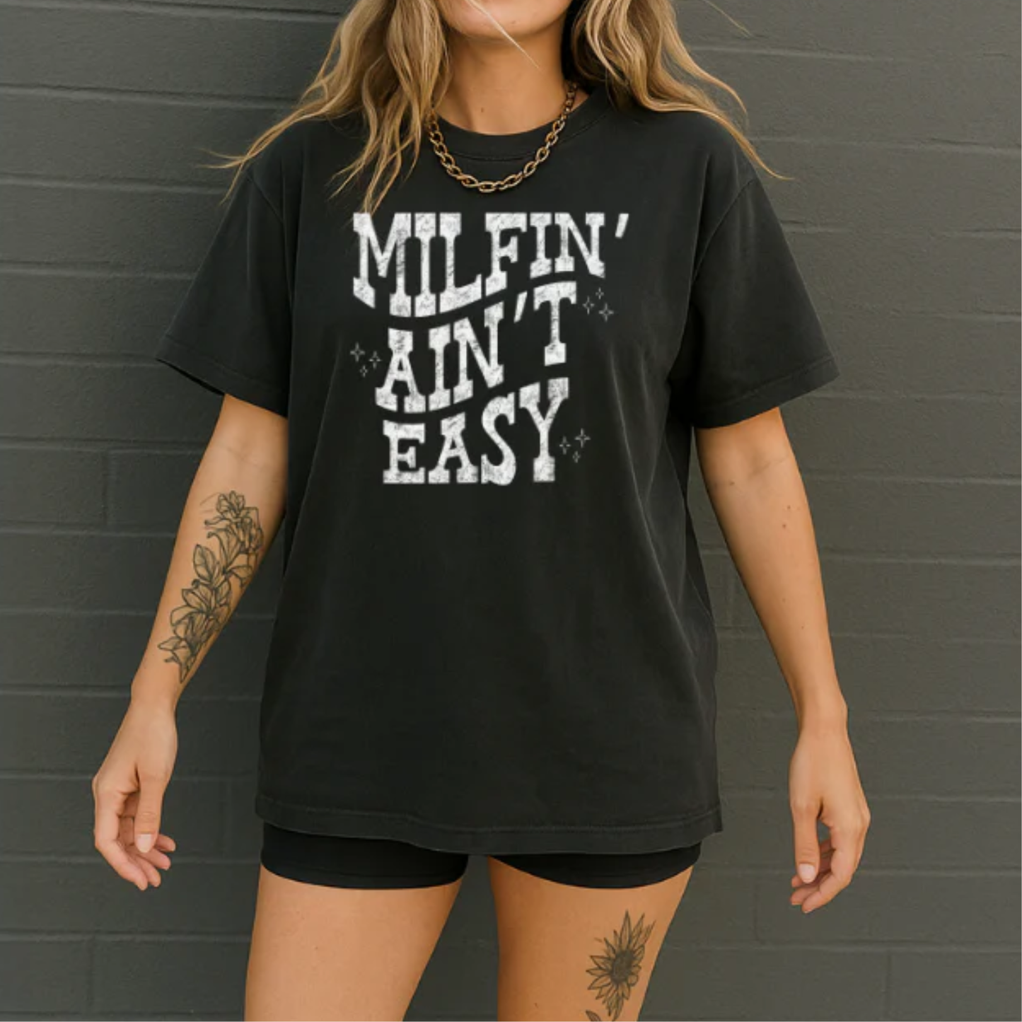 Milfin' Ain't Easy WHITE INK Screen Print