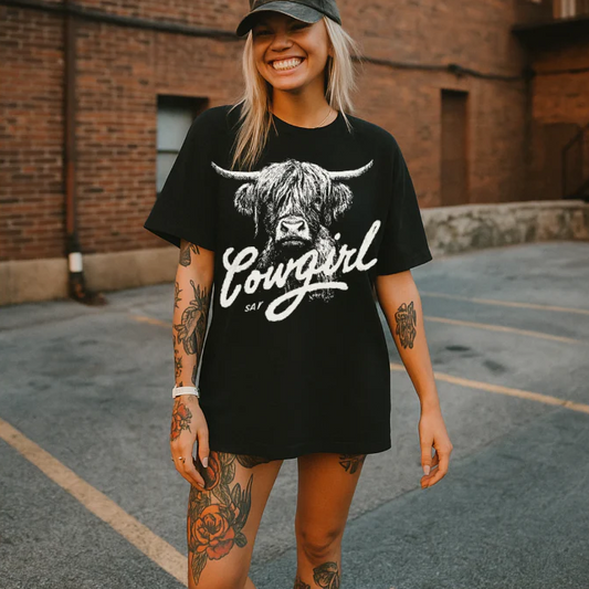 Cowgirl WHITE INK Screen Print