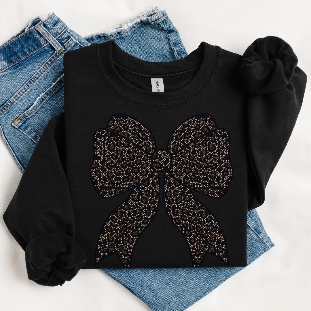 Leopard Print Bow BROWN, TAN, & BLACK COLOR Spangles