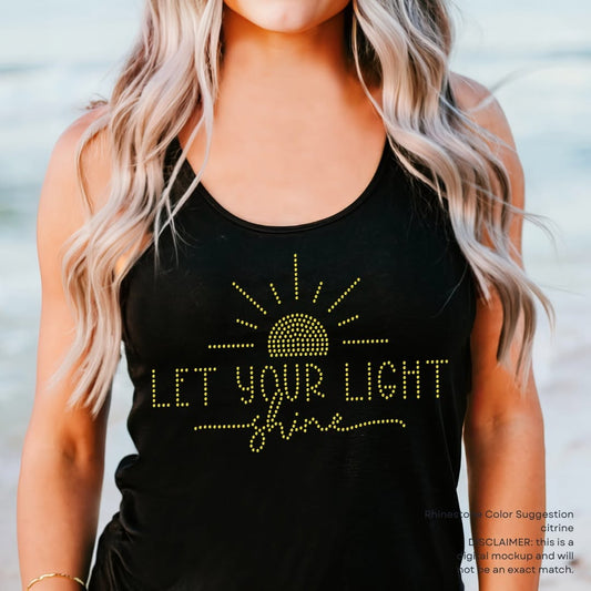 Let Your Light Shine YELLOW COLOR Rhinestone Transfer