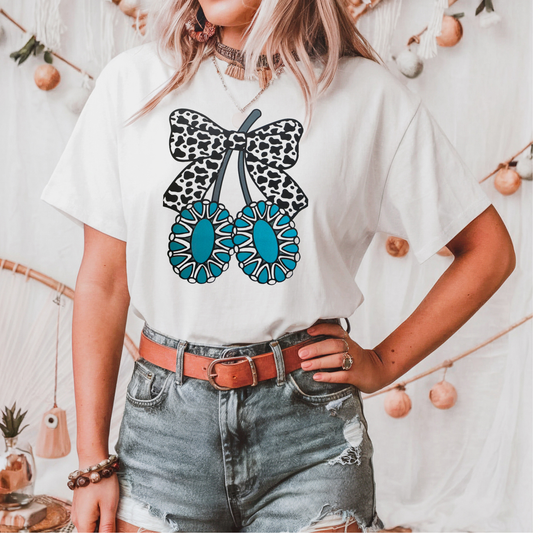Turquoise Cherries DTF Transfer