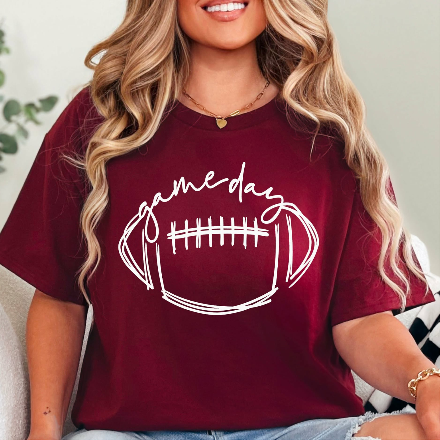 Gameday Football WHITE INK Screen Print