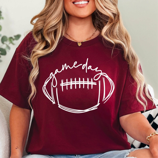 Gameday Football WHITE INK Screen Print