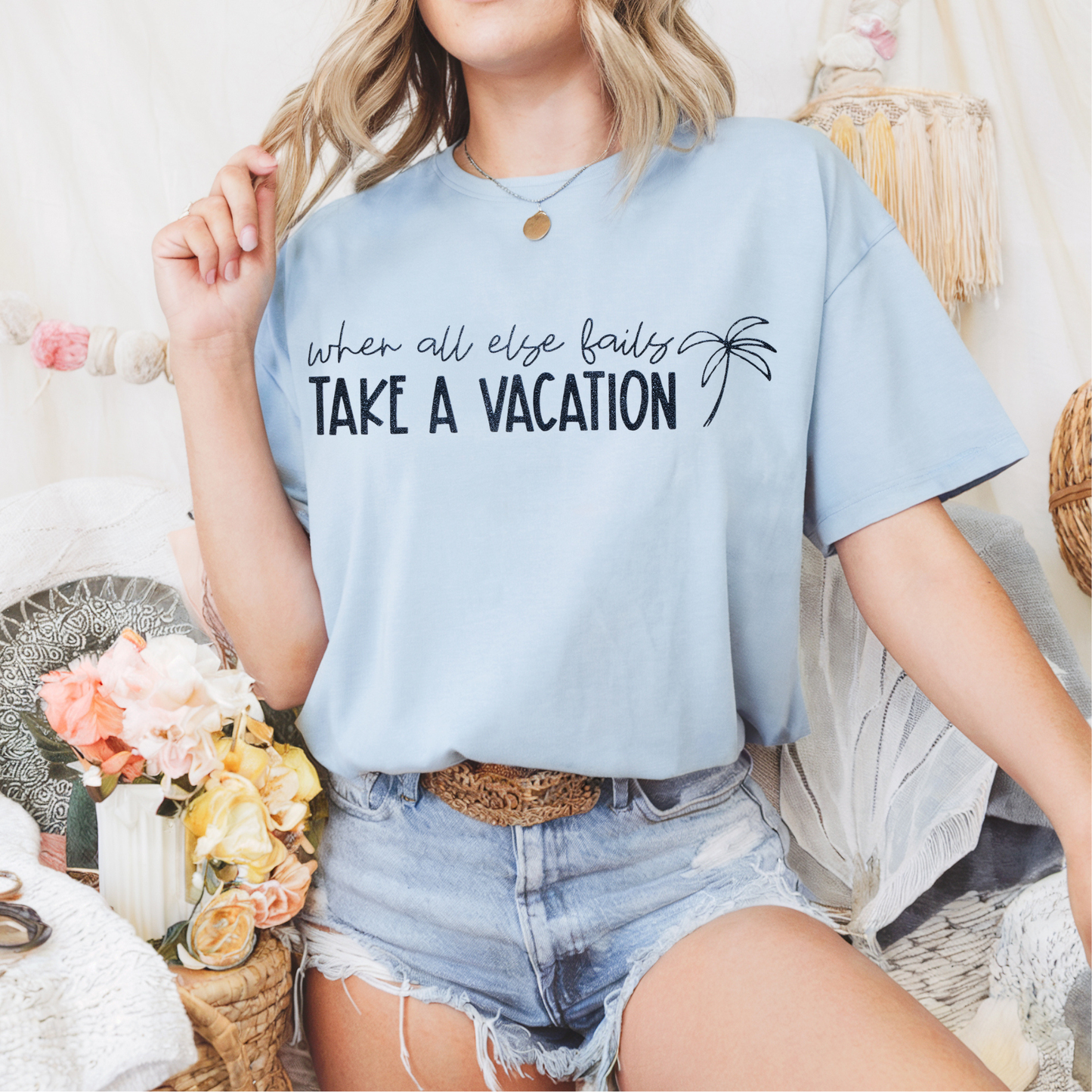 Take a Vacation NAVY BLUE INK Screen Print