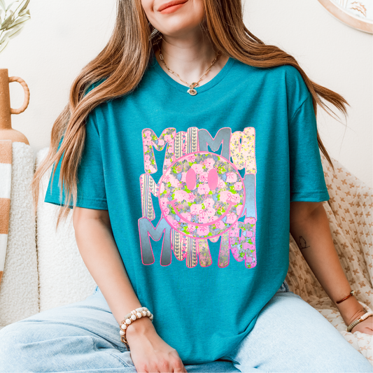 Mama Floral Smiley DTF Transfer
