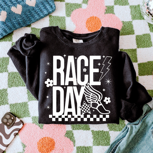 Race Day WHITE INK Screen Print