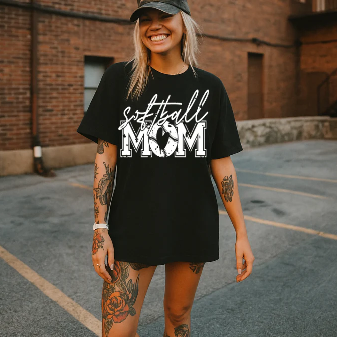 Softball Mom WHITE INK Screen Print
