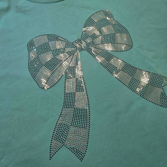 Checkered Bow BLACK & SILVER COLOR Spangles