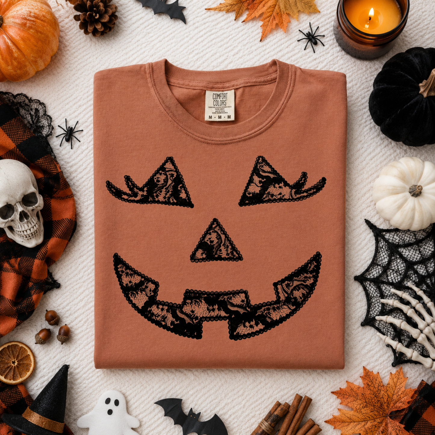 Lace Pumpkin Face DTF Transfer