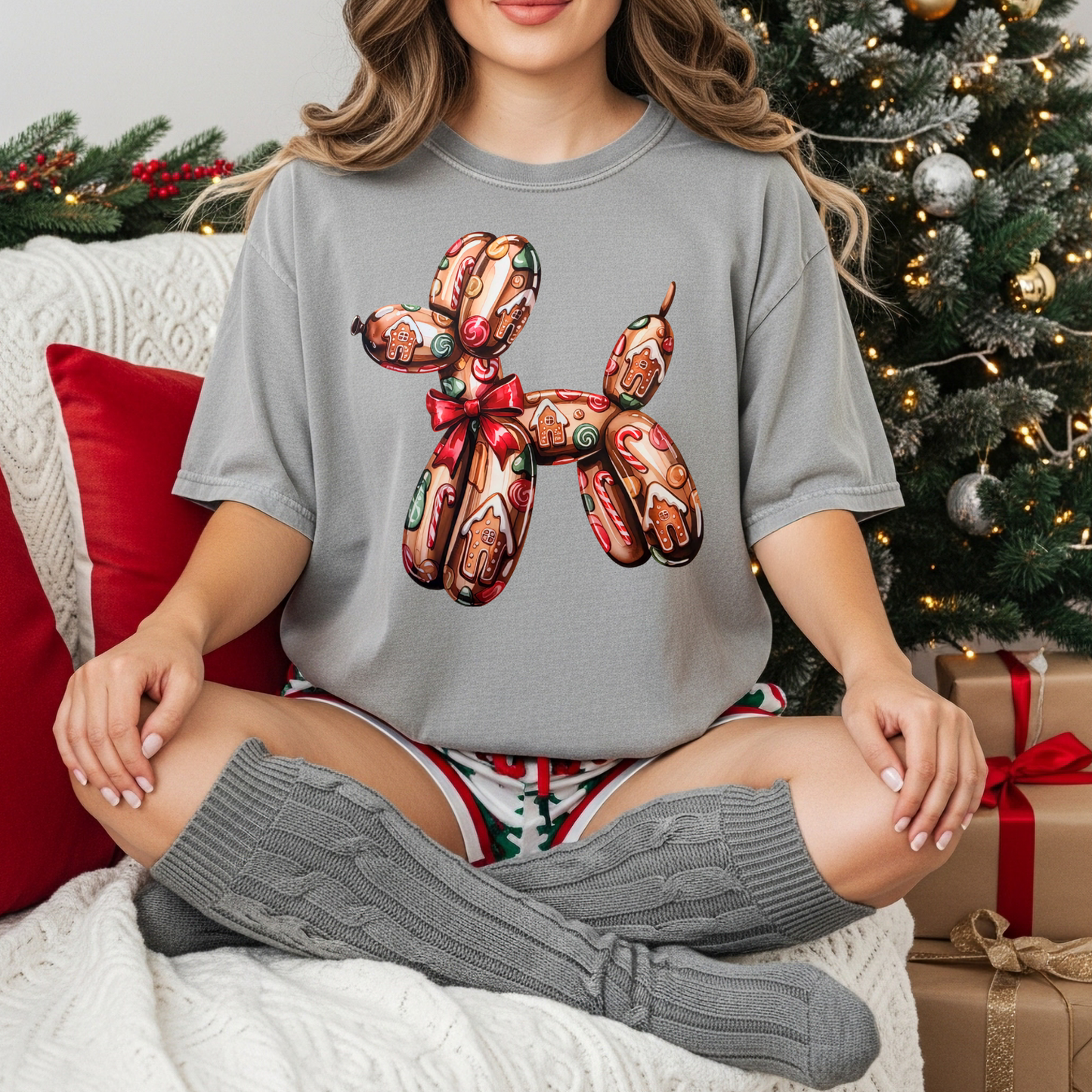 Christmas Balloon Dog DTF Transfer