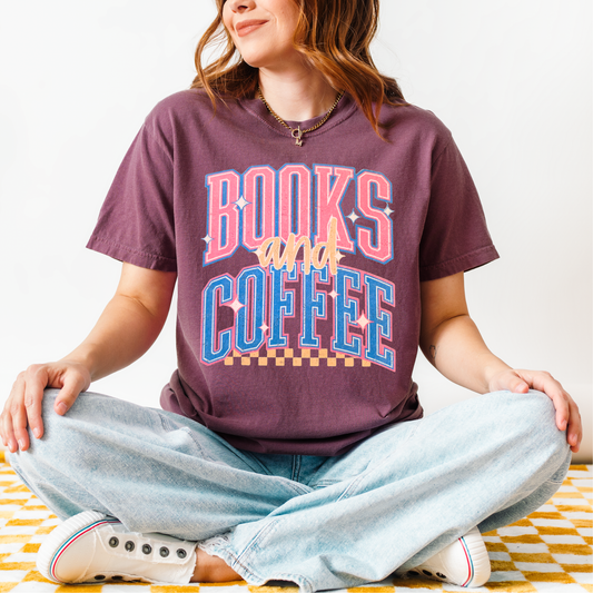 Books and Coffee DTF Transfer
