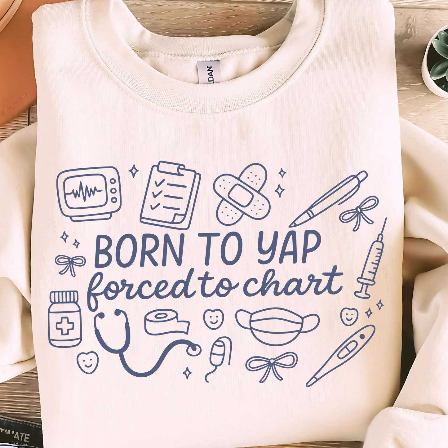 Born to Yap Forced to Chart BLUE INK Screen Print