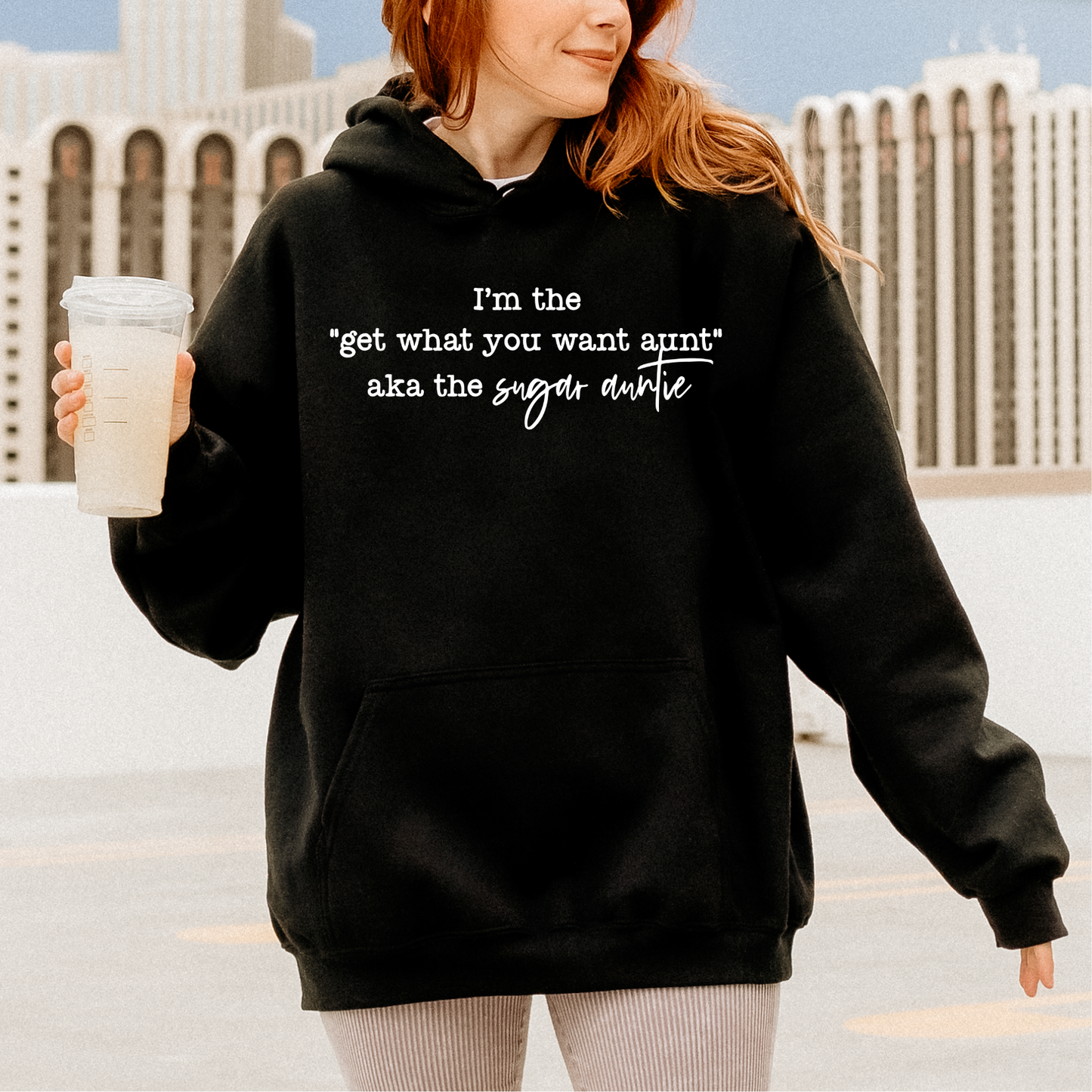 I'm the Get What you Want Sugar Auntie WHITE INK Screen Print