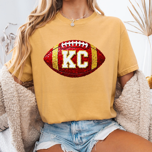 Glitter KC Football Graphic Tee