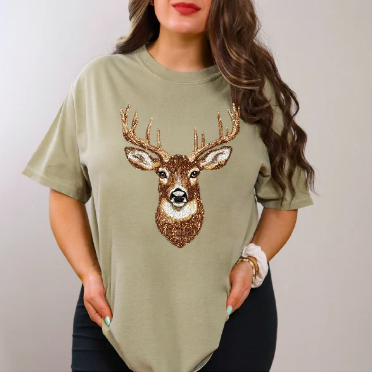 Faux Rhinestone Buck Clear Film Screen Print
