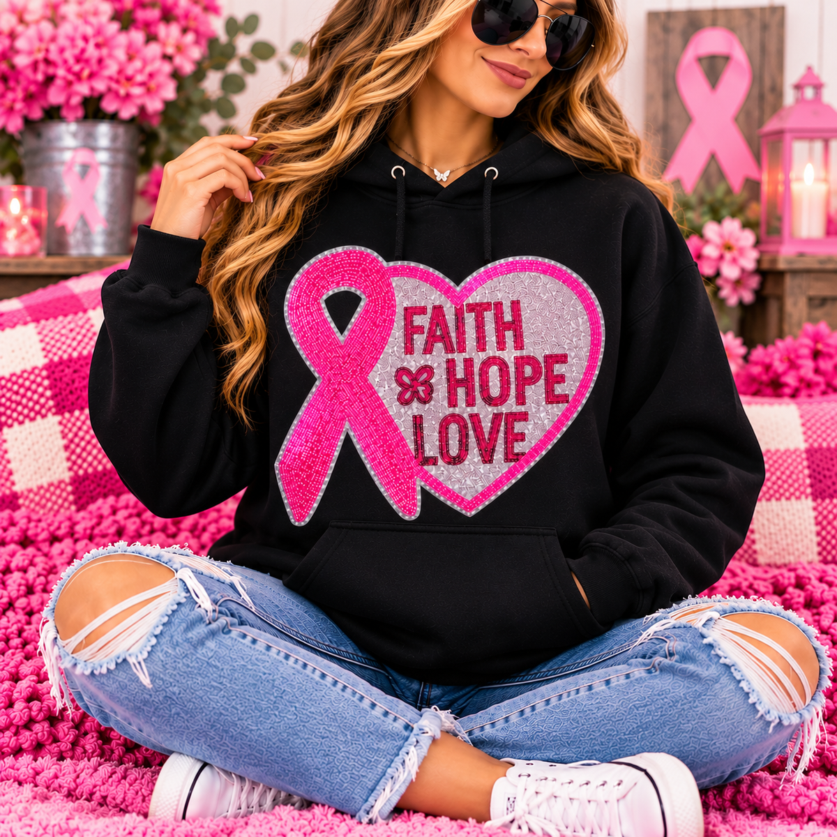 Faith Hope Love Sequin Patch Shirt
