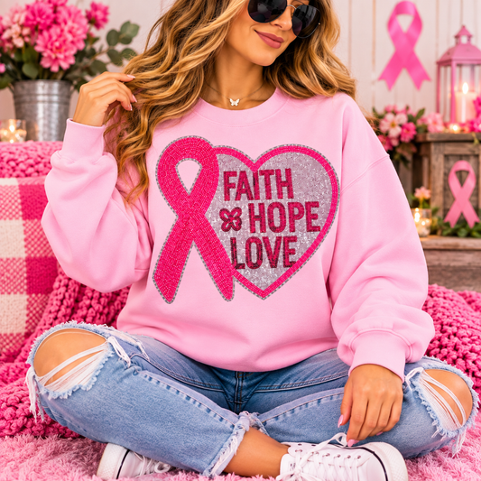 Faith Hope Love Sequin Patch Shirt