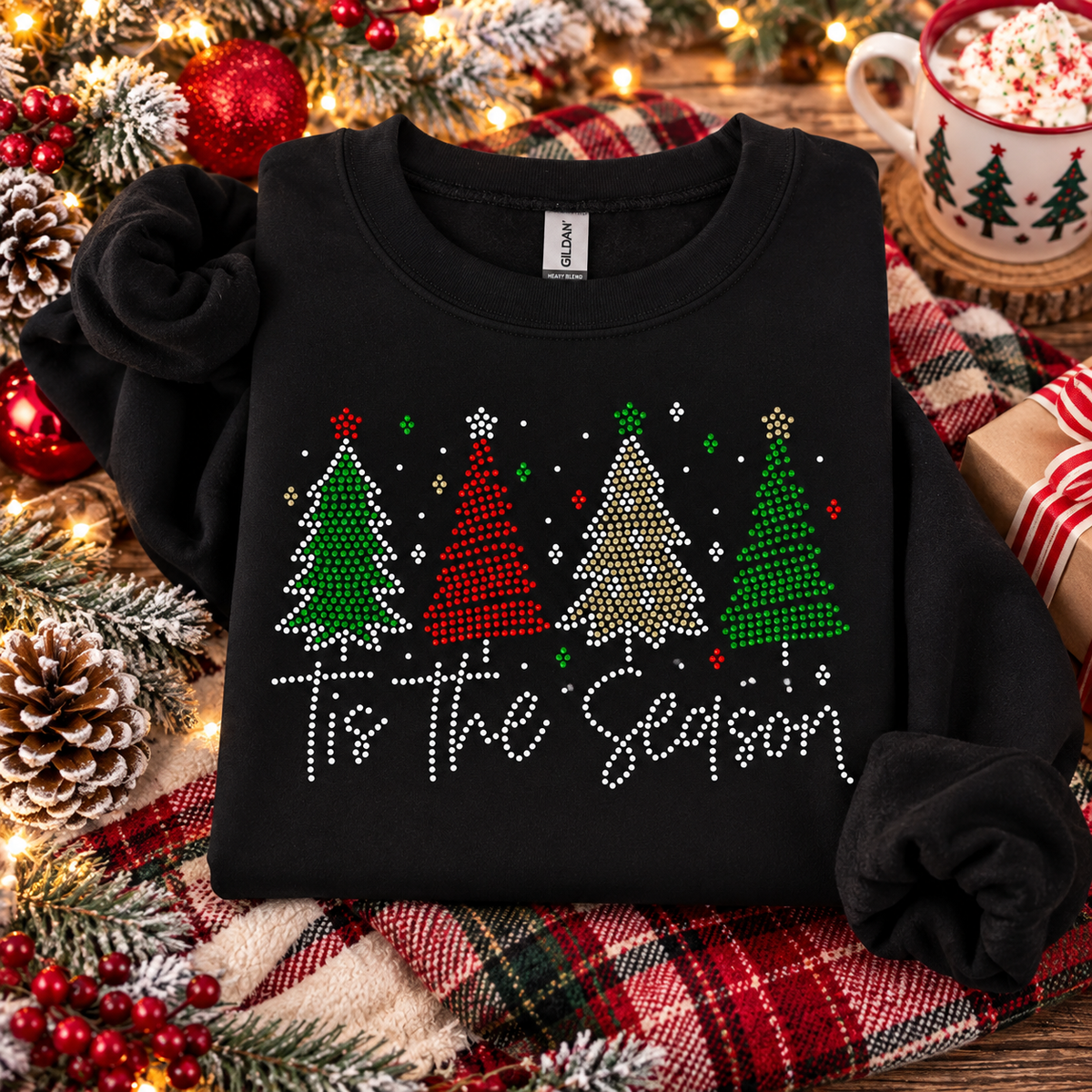 Tis the Season Trees Spangles Transfer