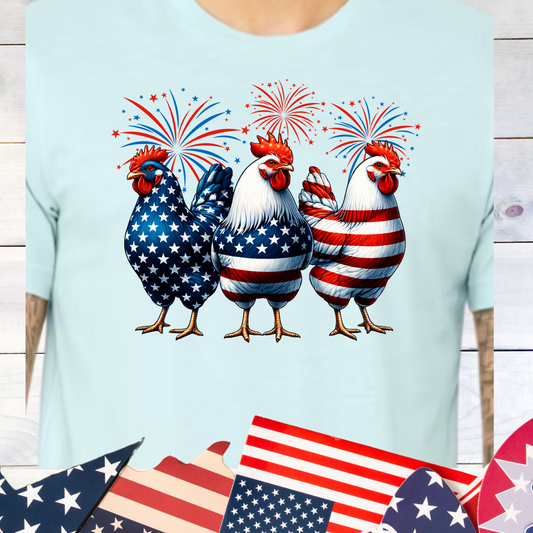 Patriotic Chickens Graphic Tee