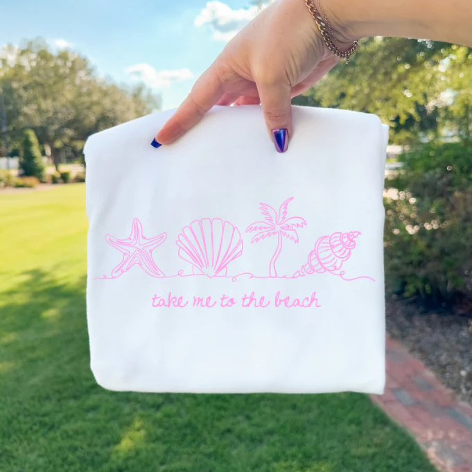Take me to the Beach PINK INK Screen Print