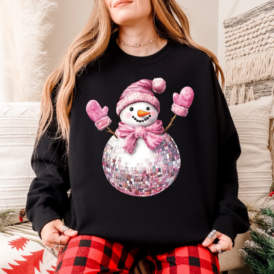 Glitter Disco Ball Snowman Graphic Tee