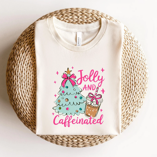 Glitter Jolly And Caffeinated Graphic Tee
