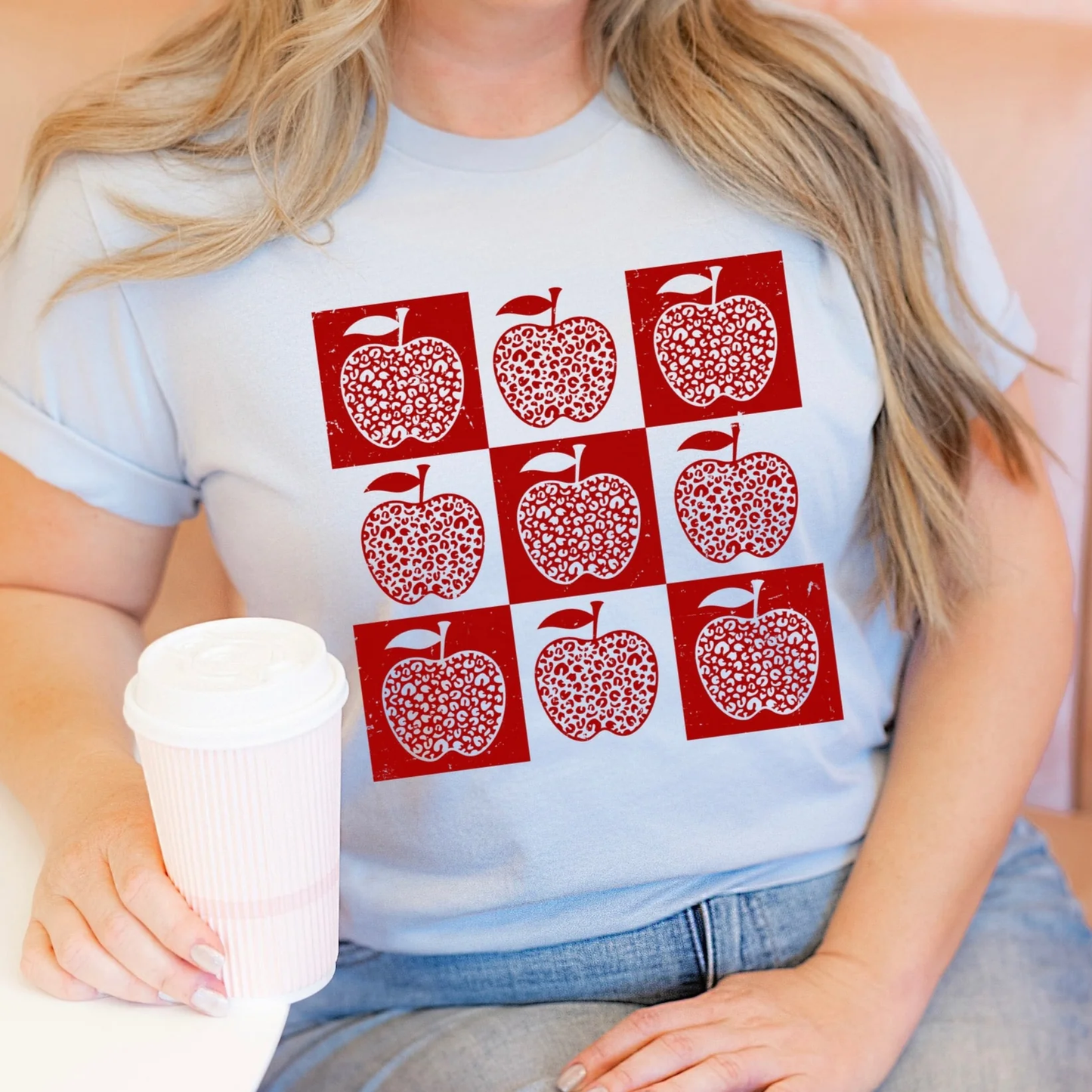 Apple Checkered Teacher Graphic Tee
