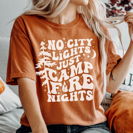 No City Lights Campfire Nights LIGHT BROWN INK Screen Print