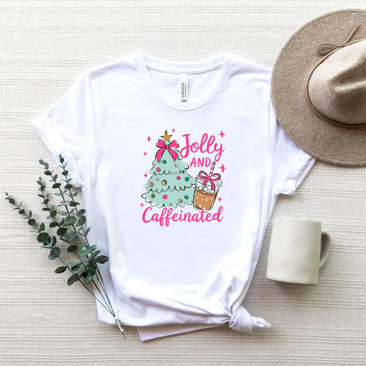 Glitter Jolly And Caffeinated Graphic Tee