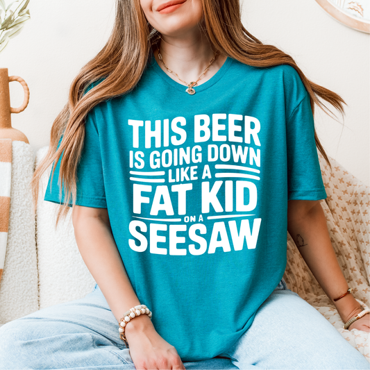 This Beer is Going Down WHITE INK Screen Print