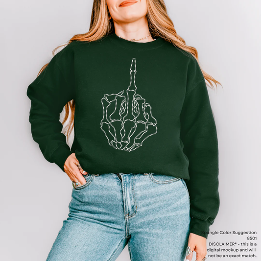 Middle Finger Spangles Transfer SILVER HOLOGRAPHIC COLOR