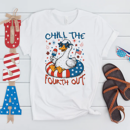 Chill the Fourth Out Duck Clear Film Screen Print