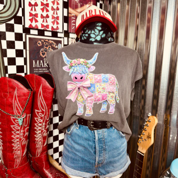 Quilt Bow Cow Clear Film Screen Print