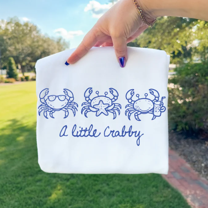 A Little Crabby BLUE INK Screen Print