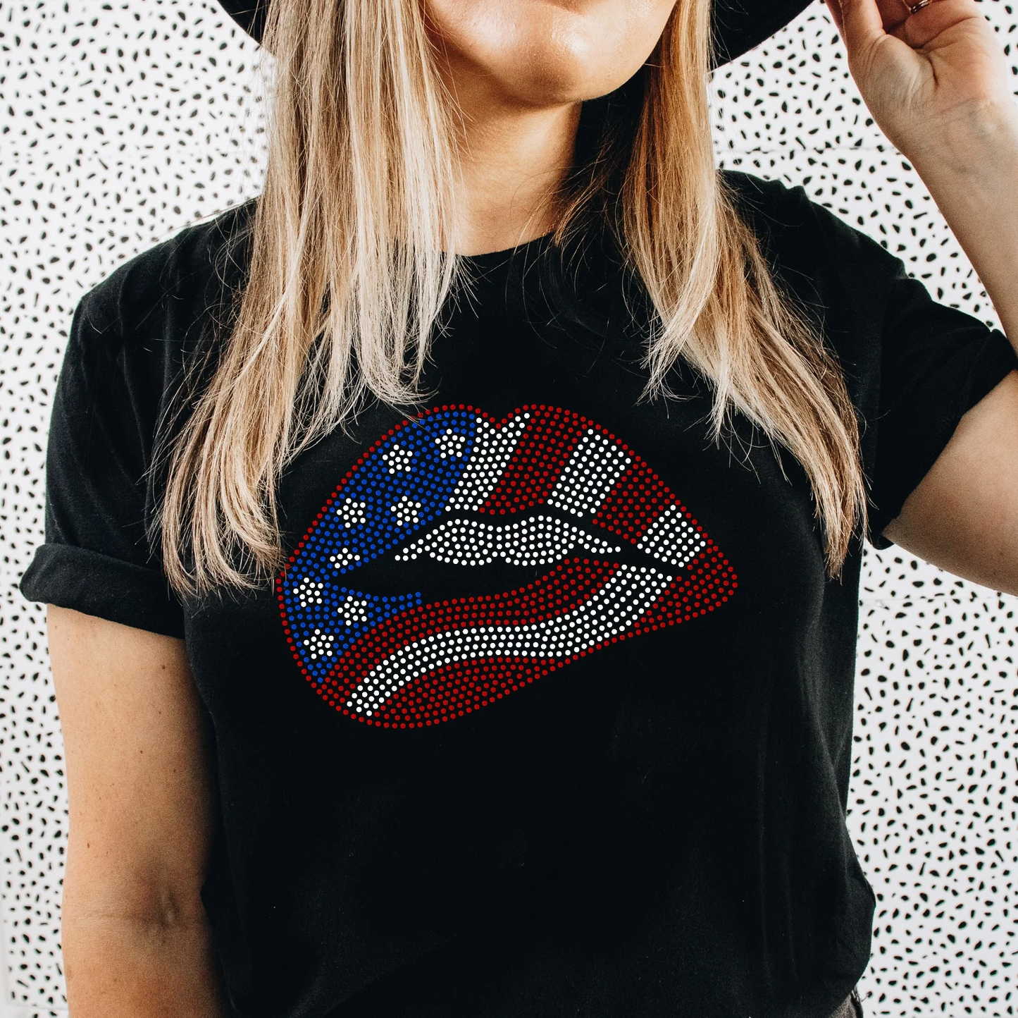 Patriotic Lips RED, WHITE, & BLUE COLOR Spangles