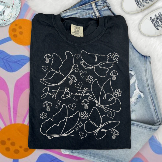 Just Breathe WHITE INK Screen Print