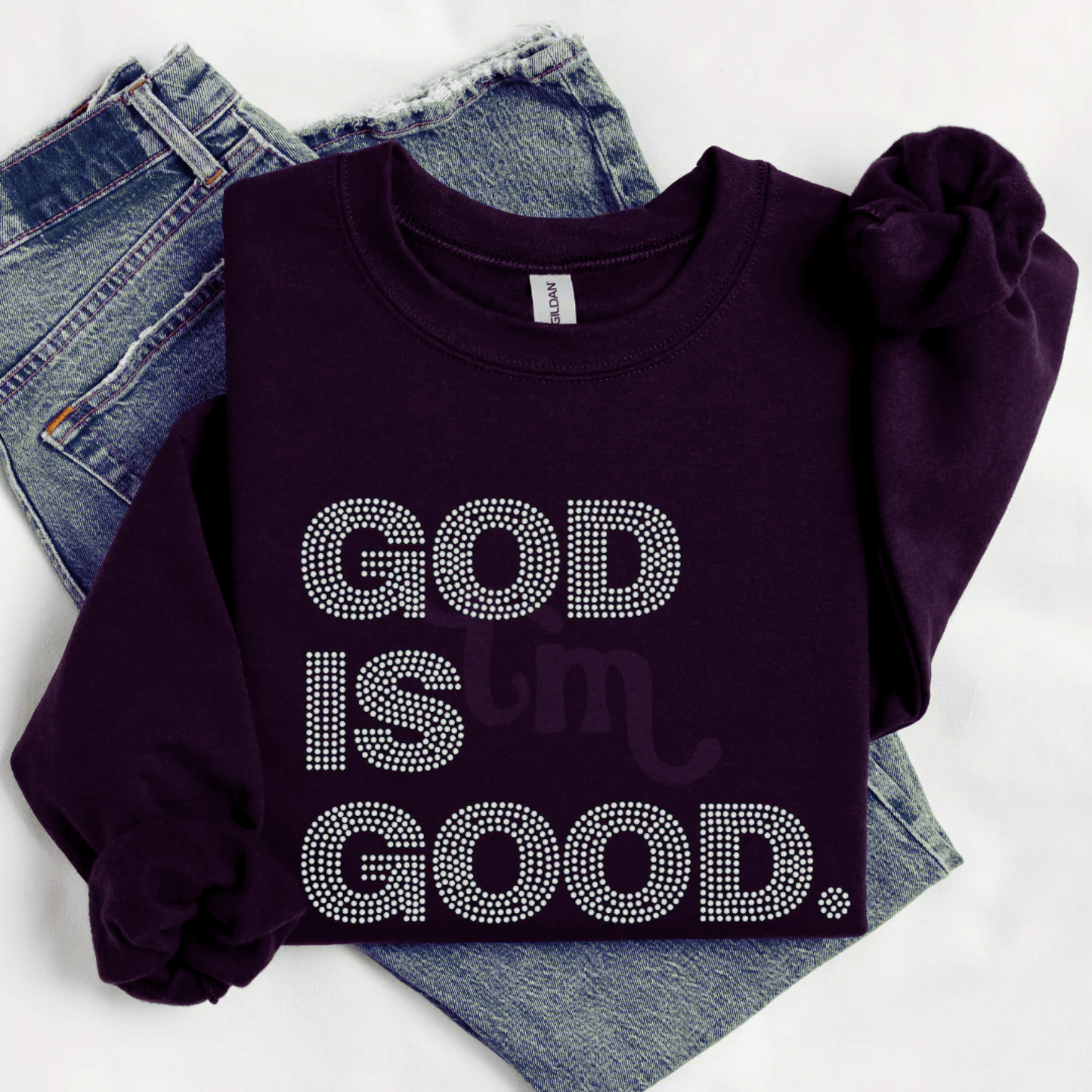 God is Good. Spangles Transfer SILVER HOLOGRAPHIC COLOR