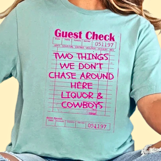 Guest Check Liquor & Cowboys HOT PINK INK Screen Print