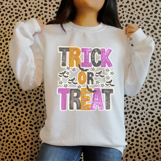 Sequin Trick or Treat Patch Graphic Tee