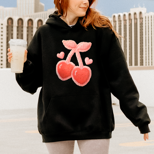 Faux Yarn Cherry Hearts DTF Transfer